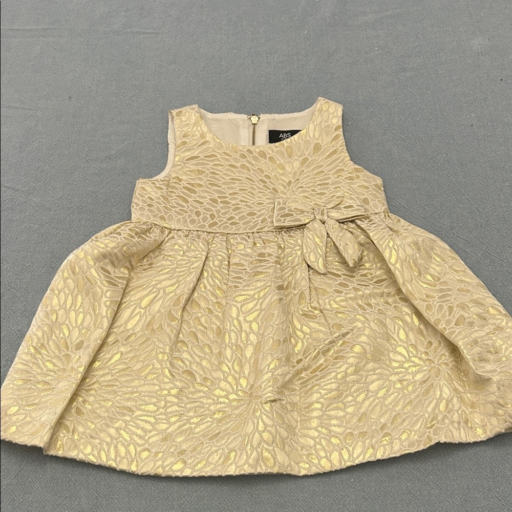 Charming Gold Floral Kids Dress